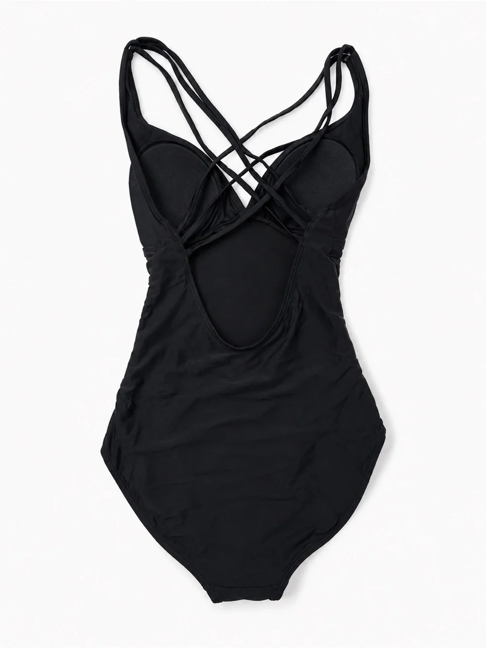 Kona Sol Black One-Piece Swimsuit with Strappy Crisscross Front